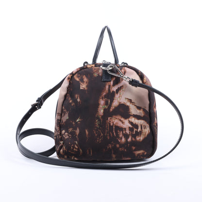 Prada Tessuto Stampato Nylon & Leather 2Way Handag in Black x Purple BL0922