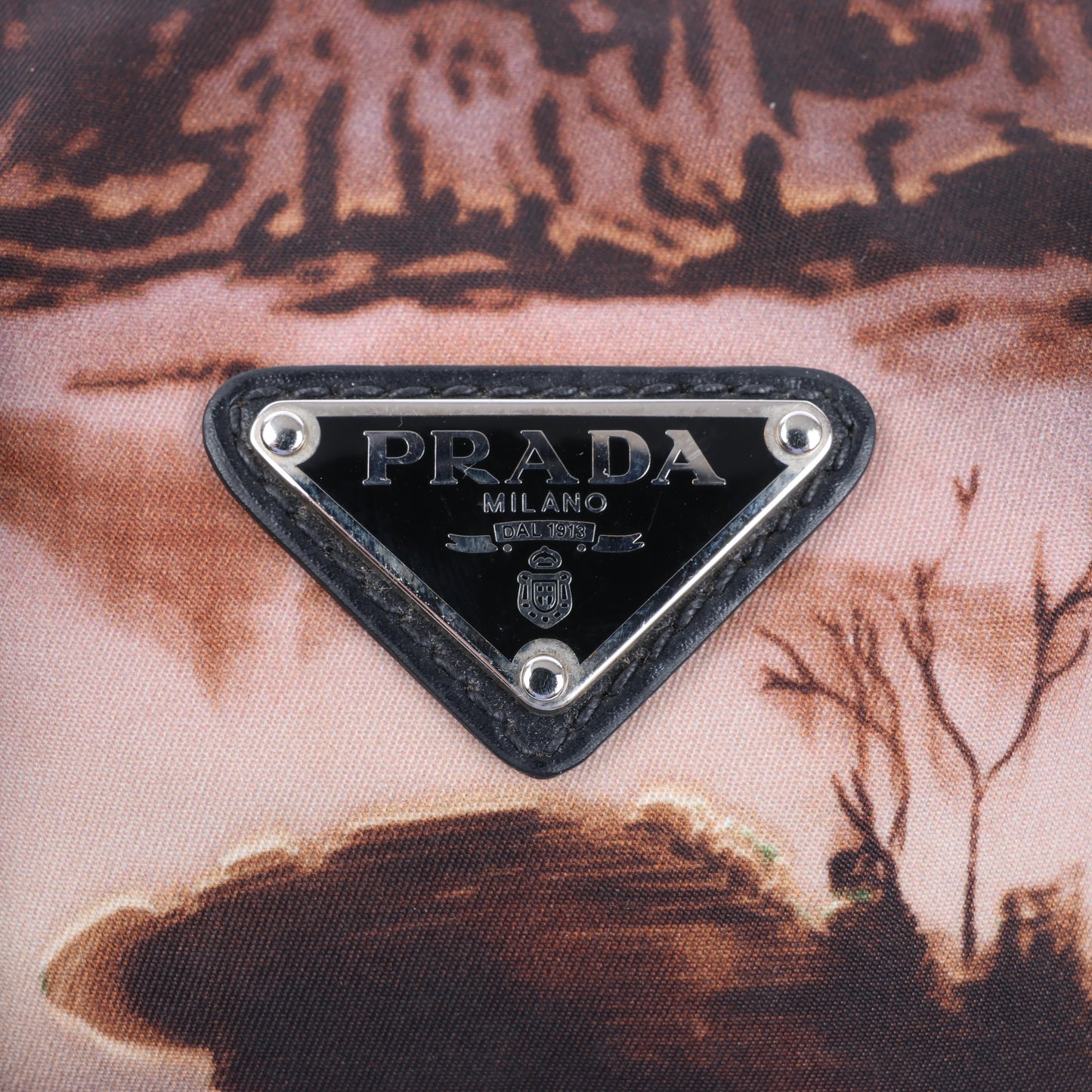 Prada Tessuto Stampato Nylon & Leather 2Way Handag in Black x Purple BL0922