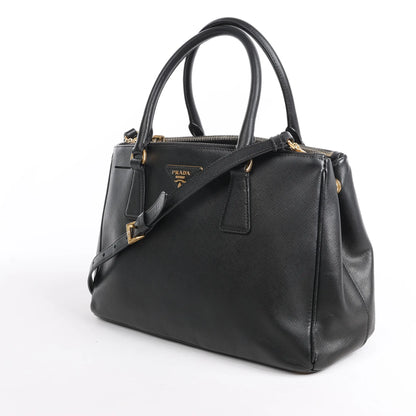 Prada Galleria Saffiano Lux Leather 2Way Handbag in Black