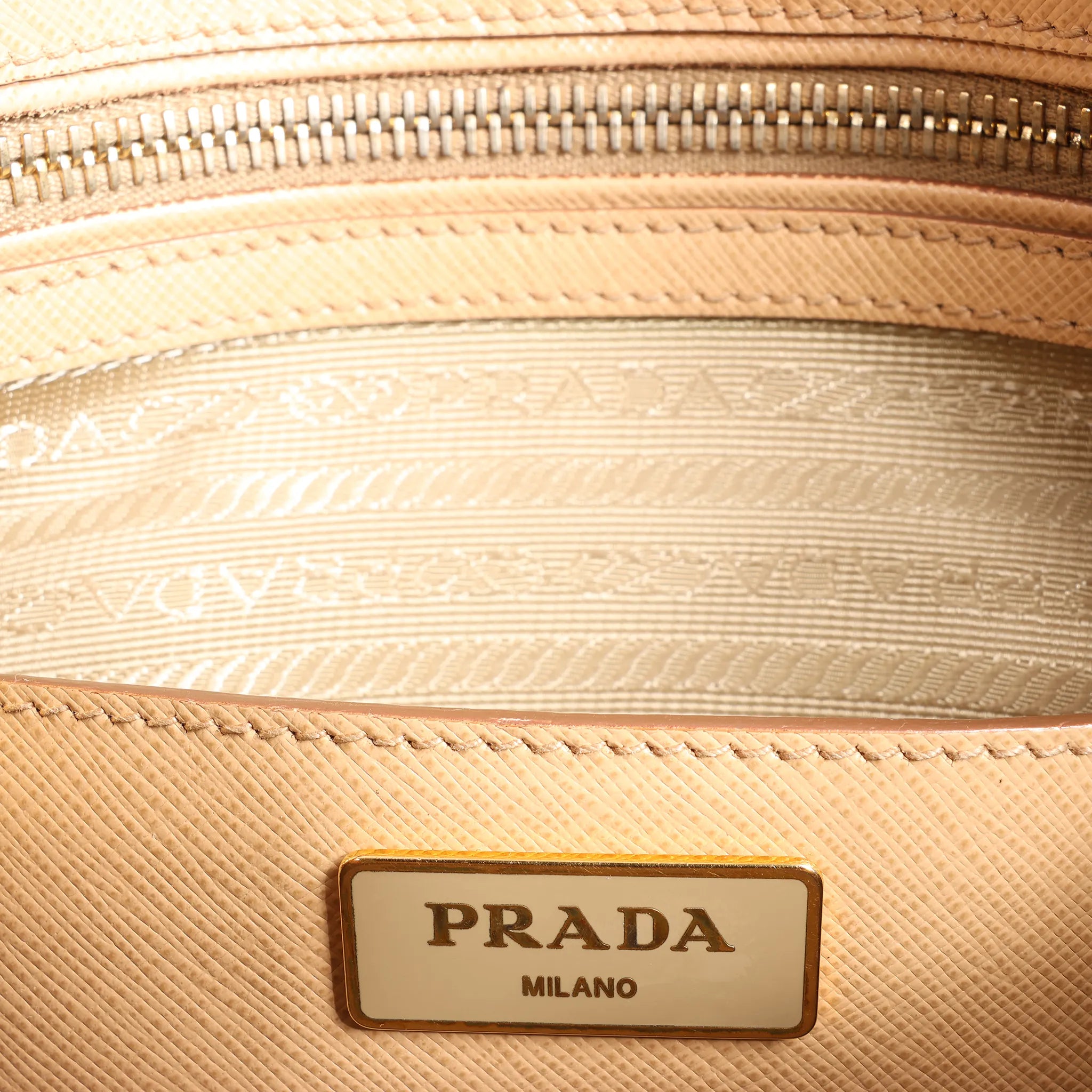Prada Promenade Saffiano Lux Leather 2Way Handbag in Beige