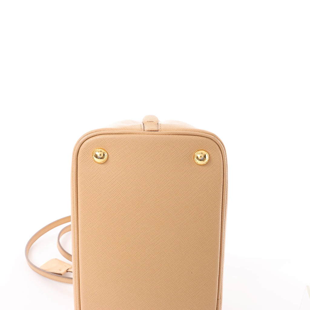 Prada Promenade Saffiano Lux Leather 2Way Handbag in Beige