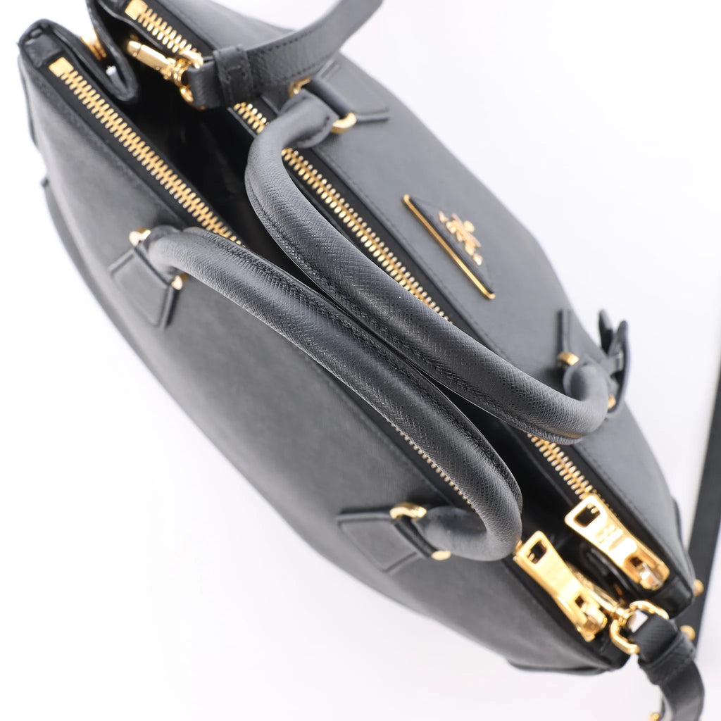 Prada Galleria Saffiano Lux Leather 2Way Handbag in Black