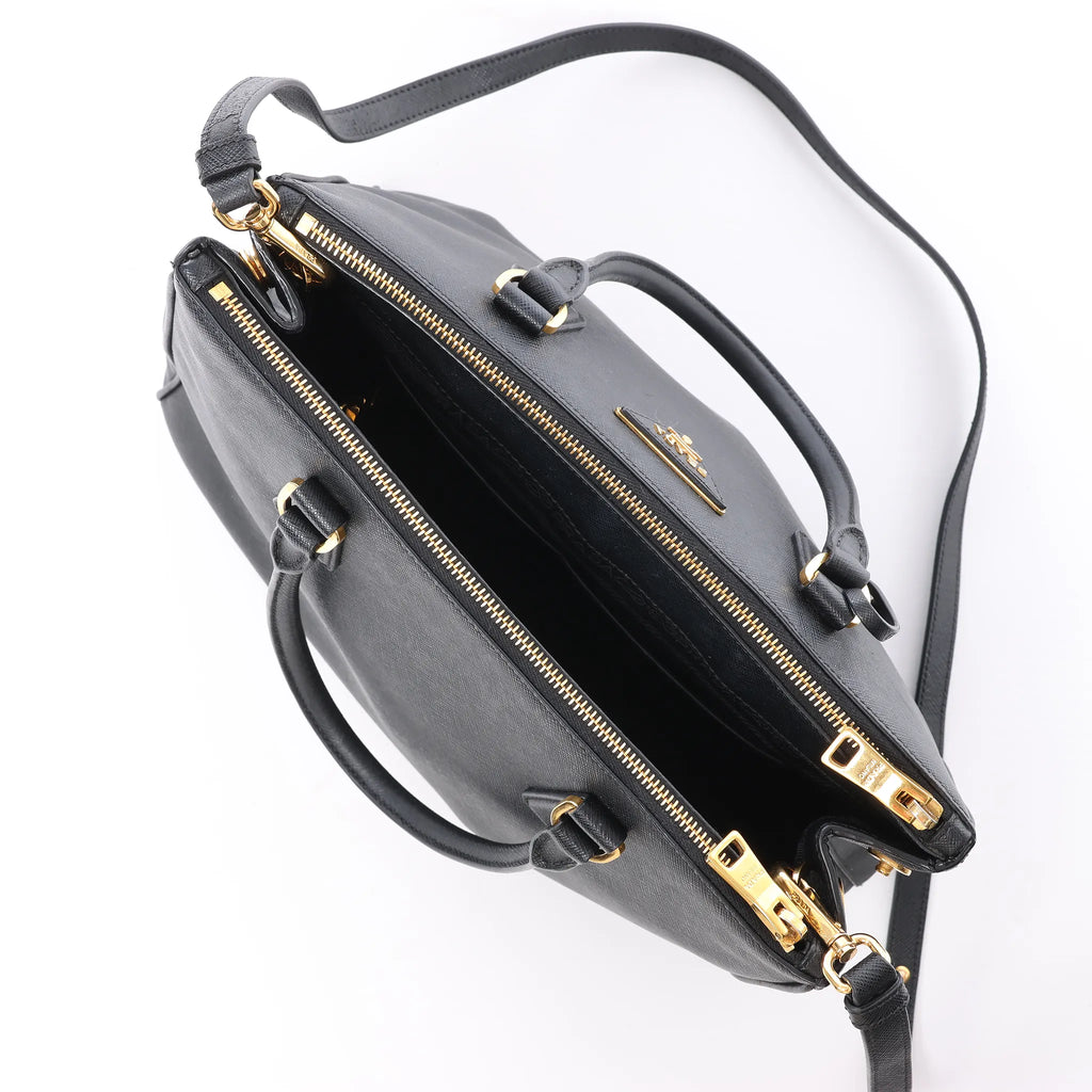 Prada Galleria Saffiano Lux Leather 2Way Handbag in Black