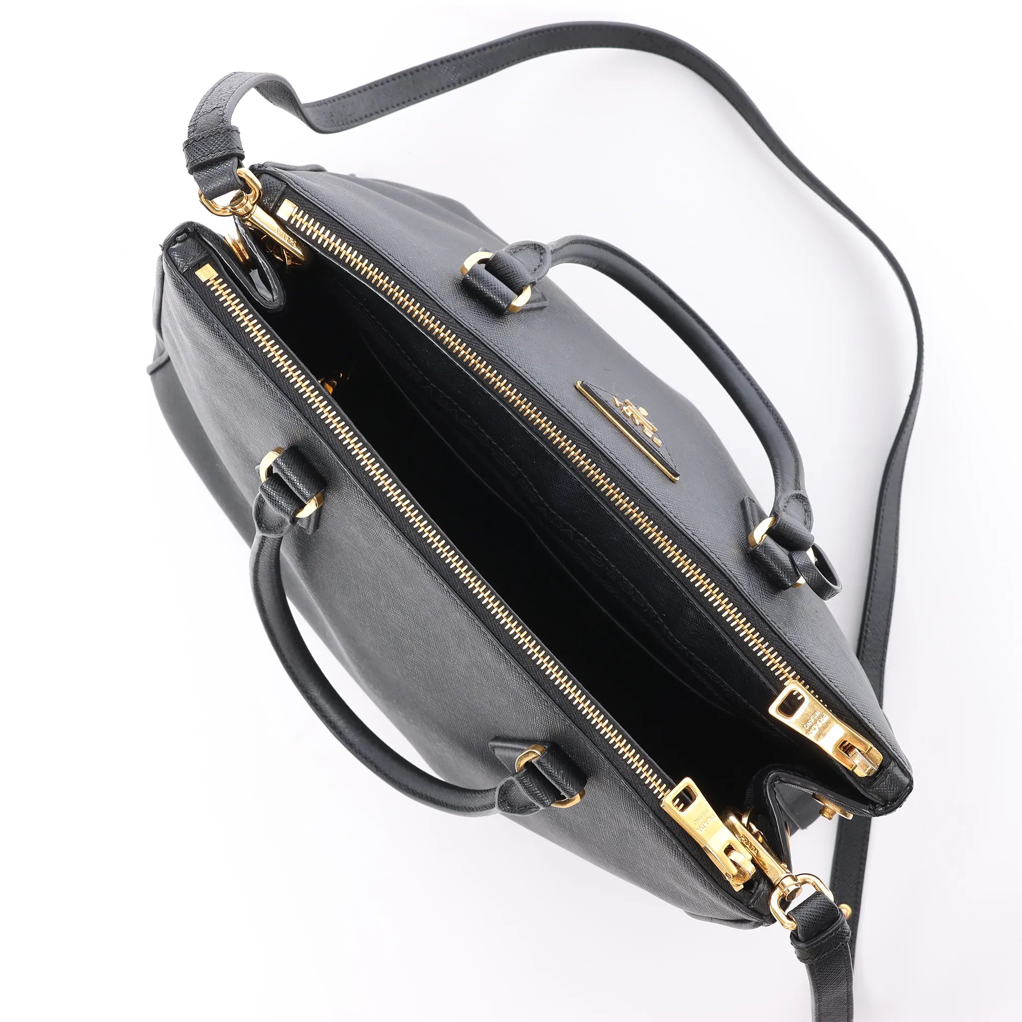 Prada Galleria Saffiano Lux Leather 2Way Handbag in Black