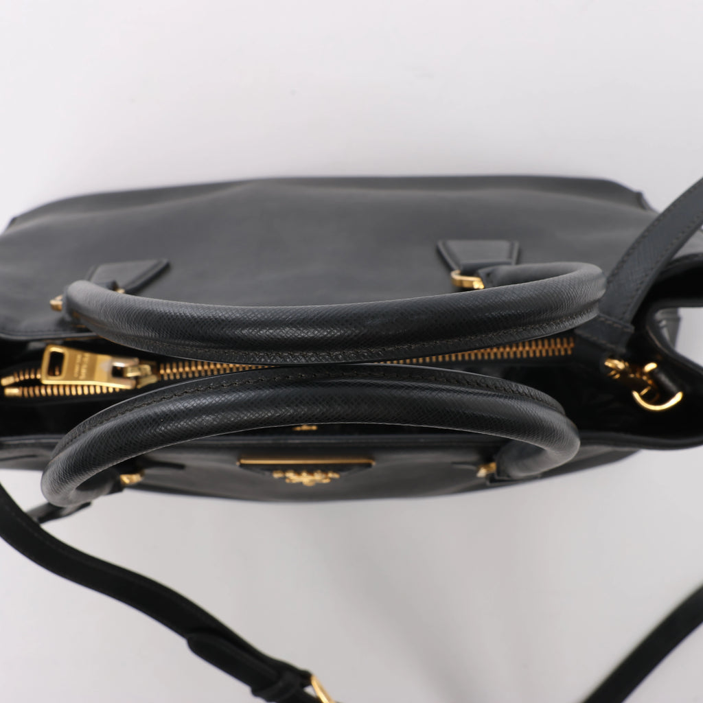 Bolso de mano Prada Promenade de piel Saffiano Lux de 2 vías en beige