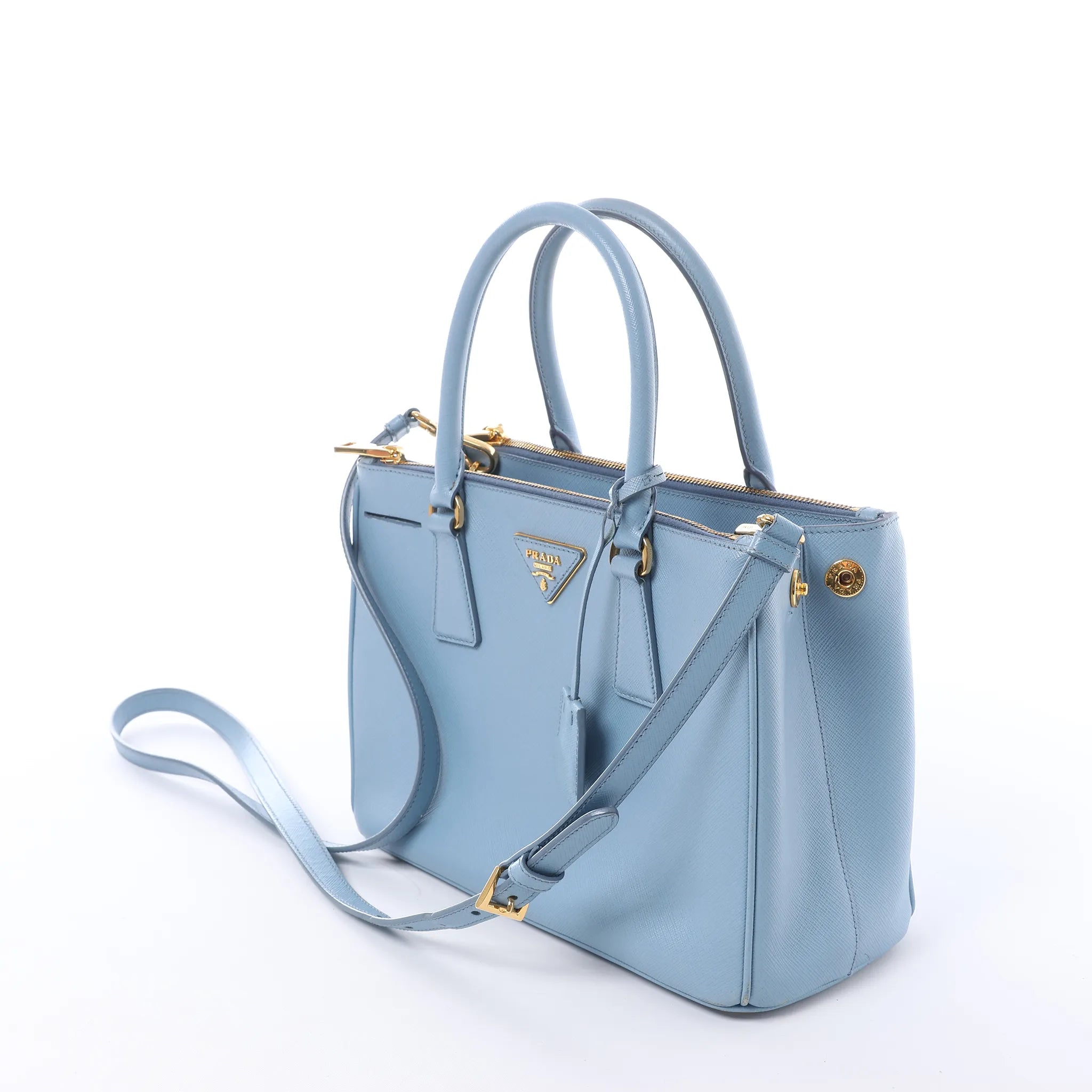 Prada Galleria Saffiano Lux Leather 2Way Handbag in Blue