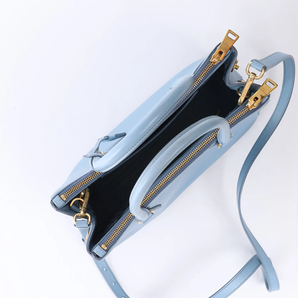 Prada Galleria Saffiano Lux Leather 2Way Handbag in Blue
