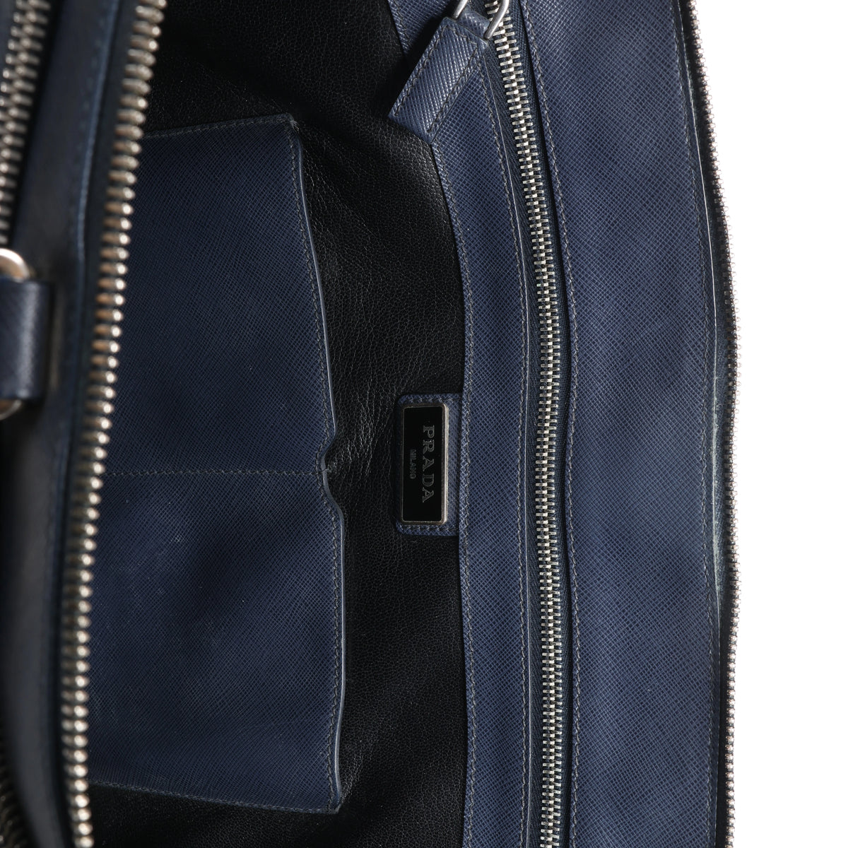 Bolso de mano Prada Galleria Saffiano Lux de piel bidireccional en azul marino 1BA274