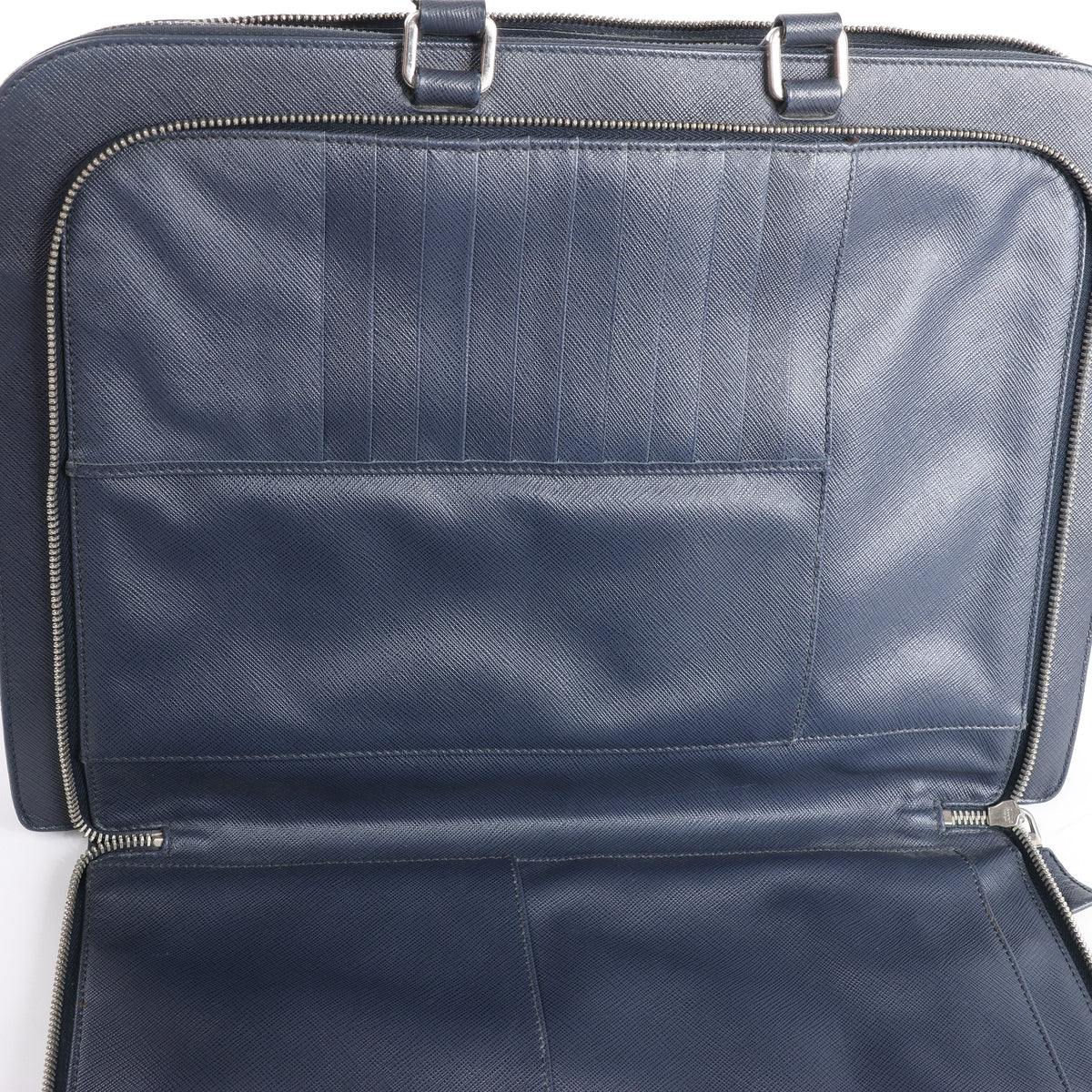 Bolso de mano Prada Galleria Saffiano Lux de piel bidireccional en azul marino 1BA274