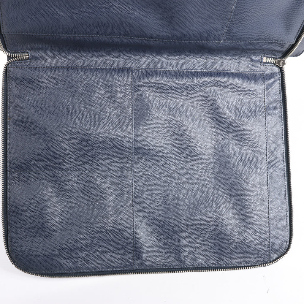 Bolso de mano Prada Galleria Saffiano Lux de piel bidireccional en azul marino 1BA274