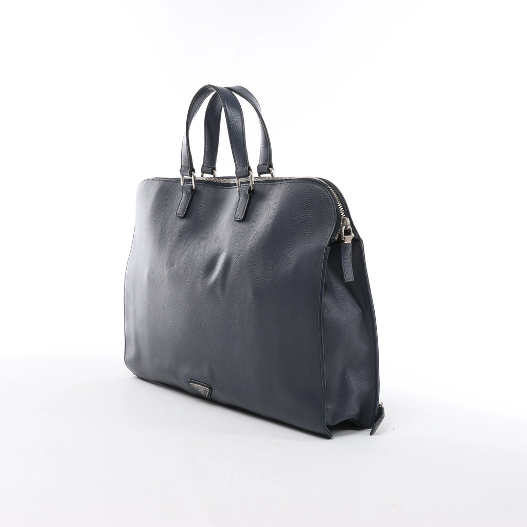 Bolso de mano Prada Galleria Saffiano Lux de piel bidireccional en azul marino 1BA274