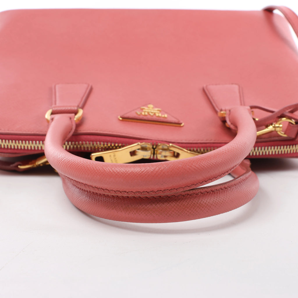 Prada Promenade Saffiano Lux Leather 2Way Handbag in Pink BL0837
