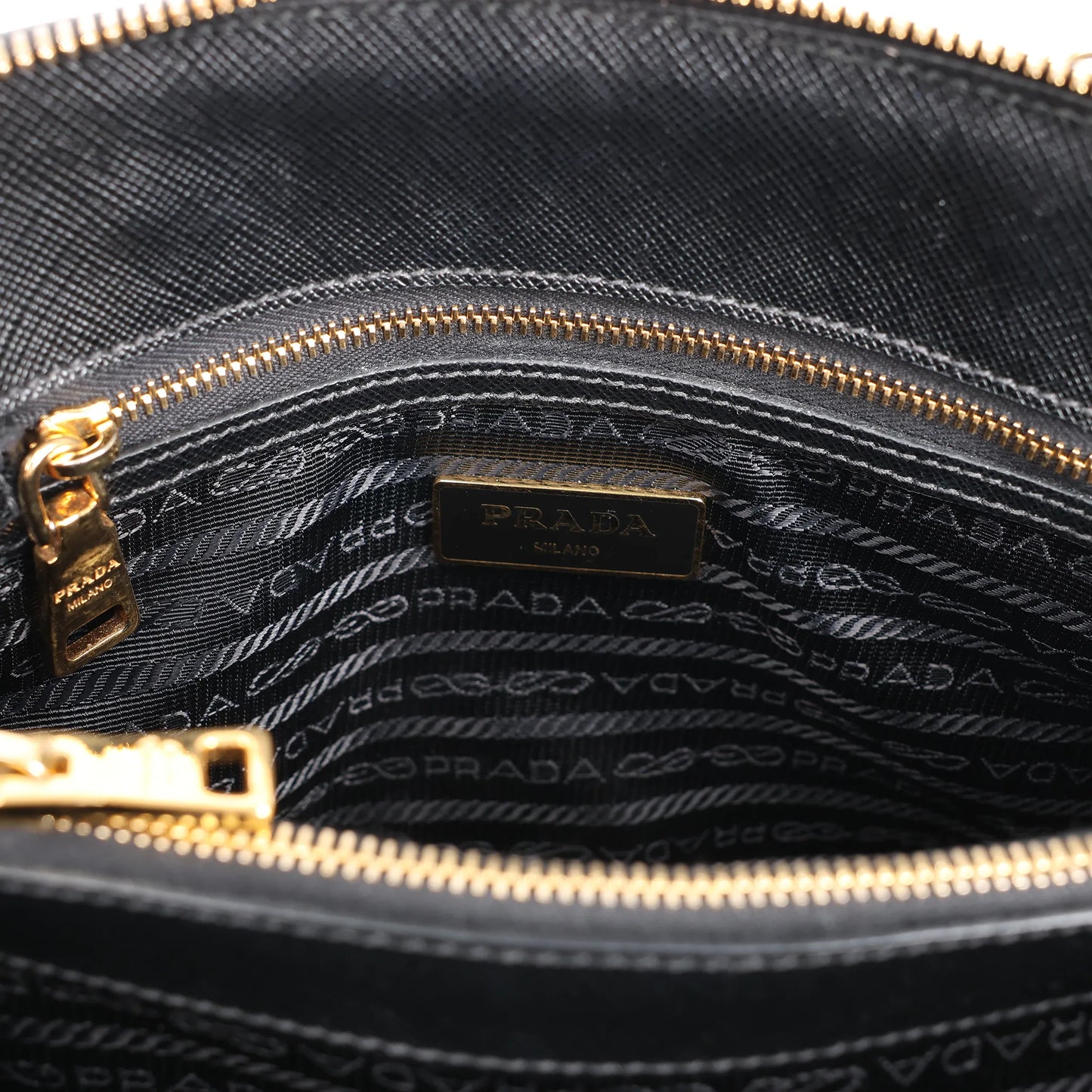 Prada Promenade Saffiano Lux Leather 2Way Handbag in Black