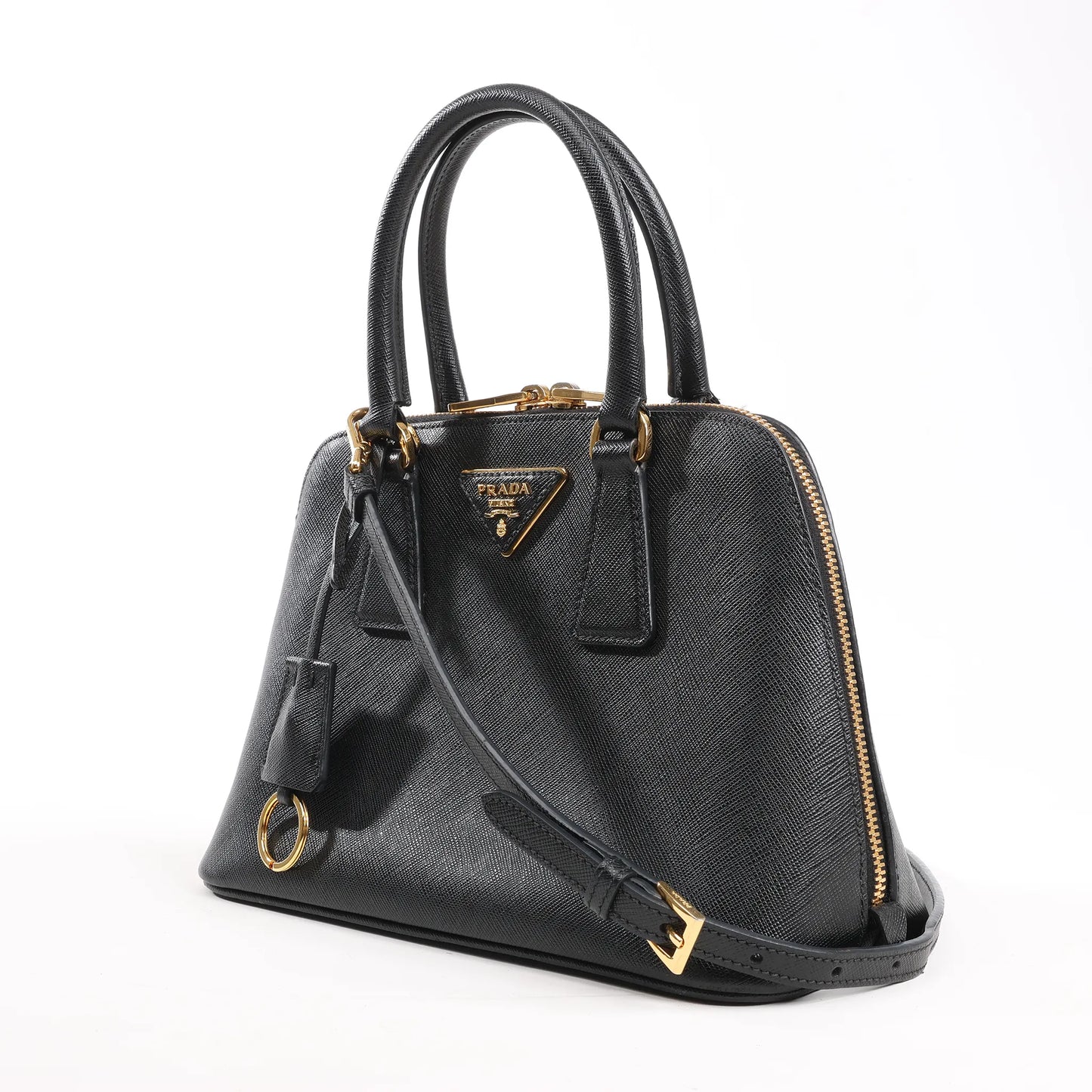 Prada Promenade Saffiano Lux Leather 2Way Handbag in Black