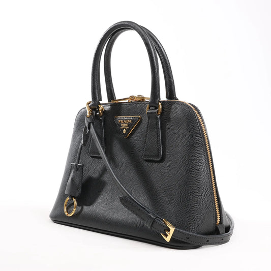 Prada Promenade Saffiano Lux Leather 2Way Handbag in Black