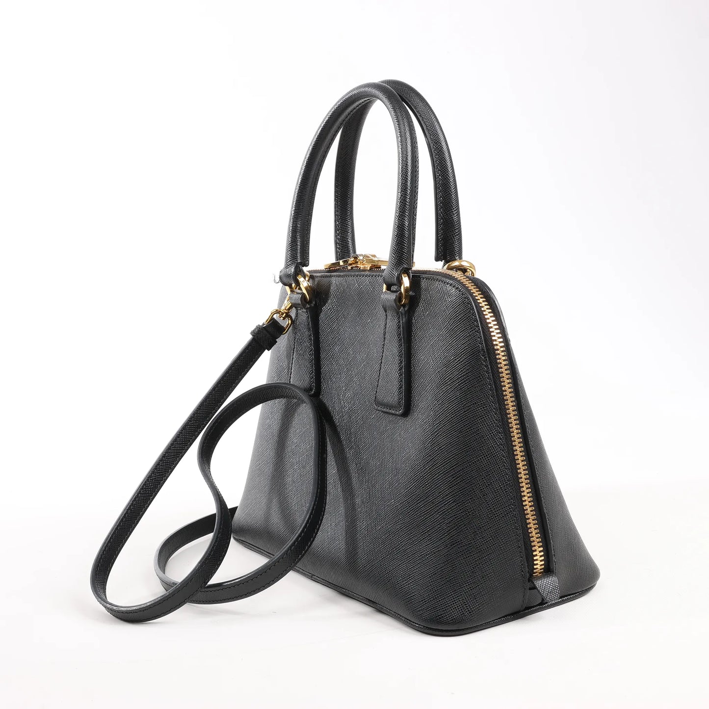 Prada Promenade Saffiano Lux Leather 2Way Handbag in Black