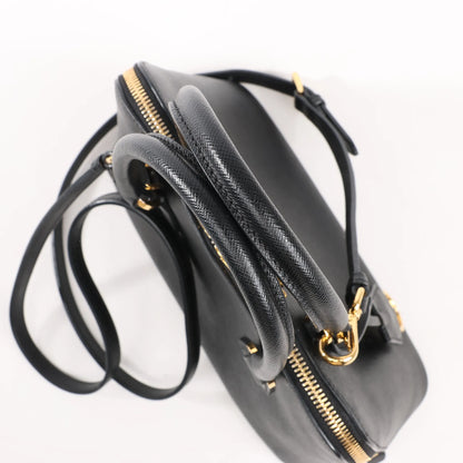 Prada Promenade Saffiano Lux Leather 2Way Handbag in Black
