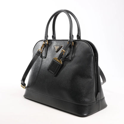 Prada Promenade Saffiano Lux Leather 2Way Handbag in Black