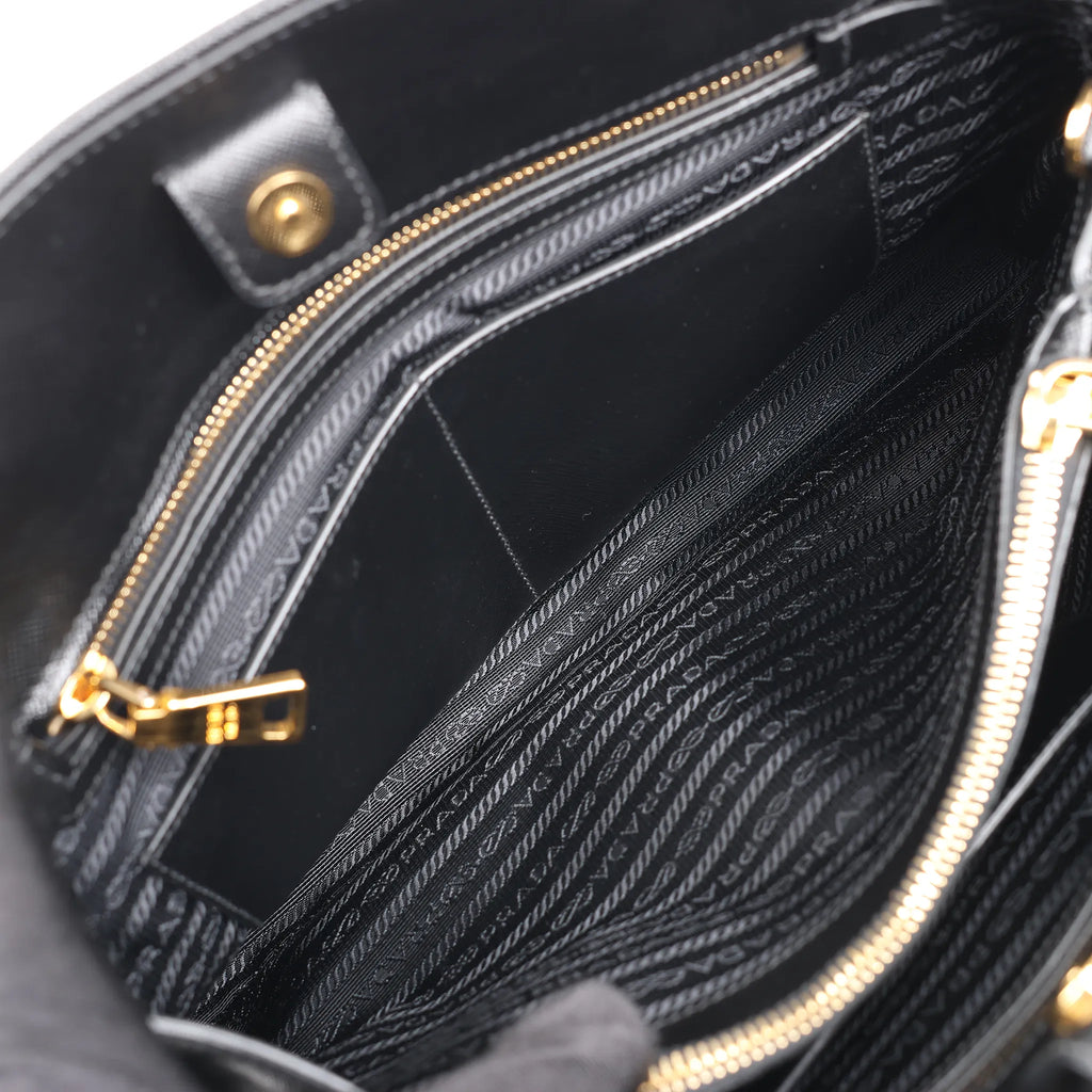 Prada Promenade Saffiano Lux Leather 2Way Handbag in Black