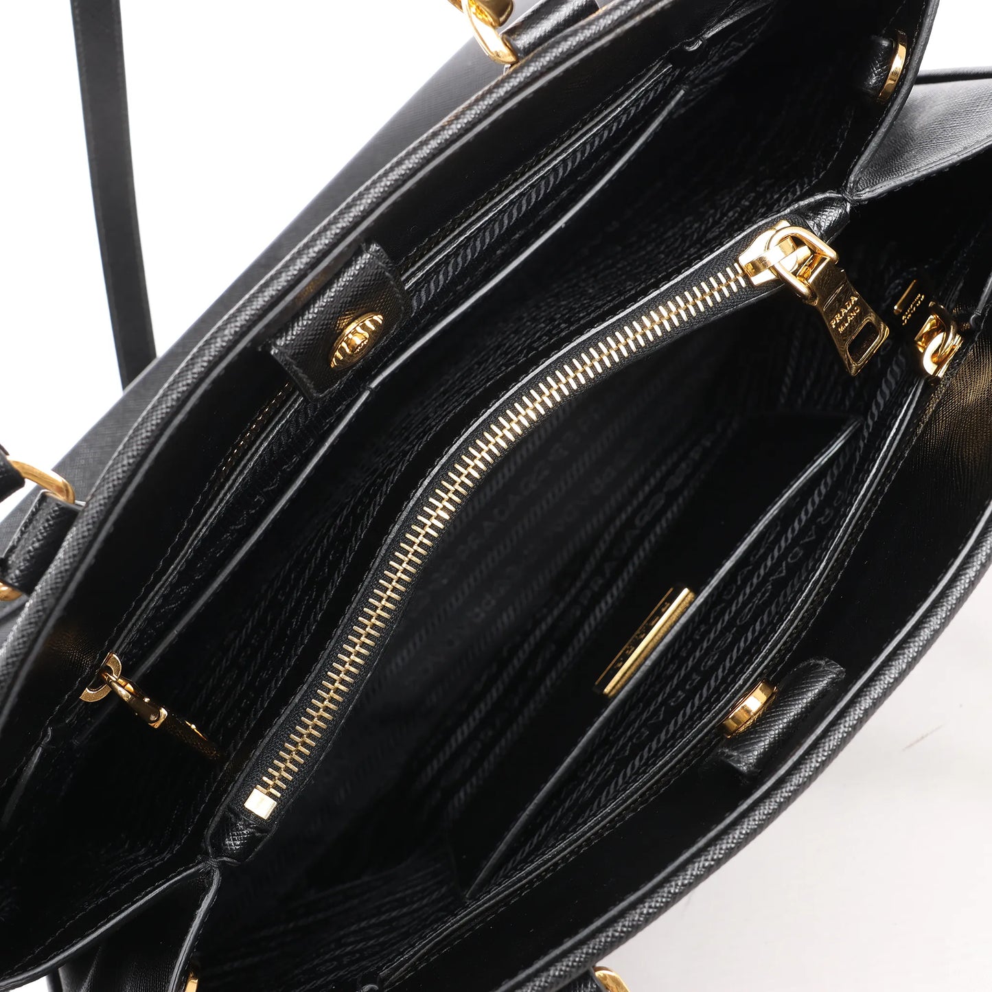 Prada Promenade Saffiano Lux Leather 2Way Handbag in Black