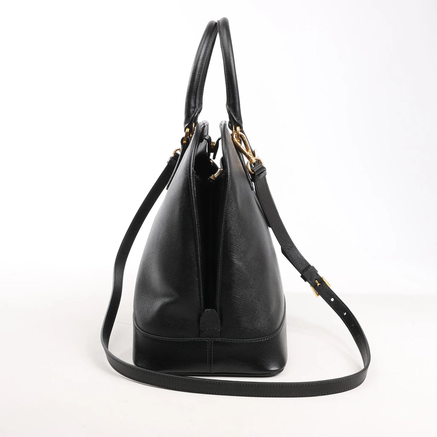 Prada Promenade Saffiano Lux Leather 2Way Handbag in Black