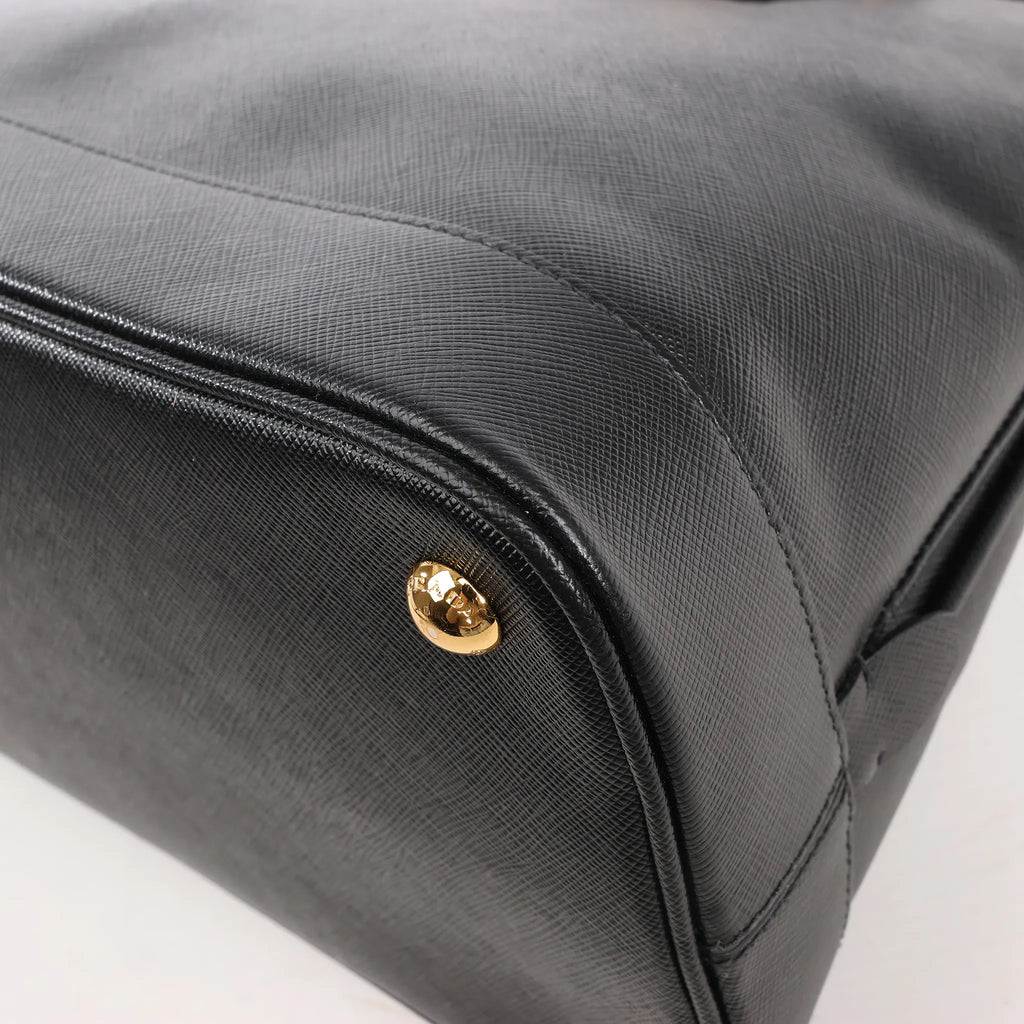Prada Promenade Saffiano Lux Leather 2Way Handbag in Black