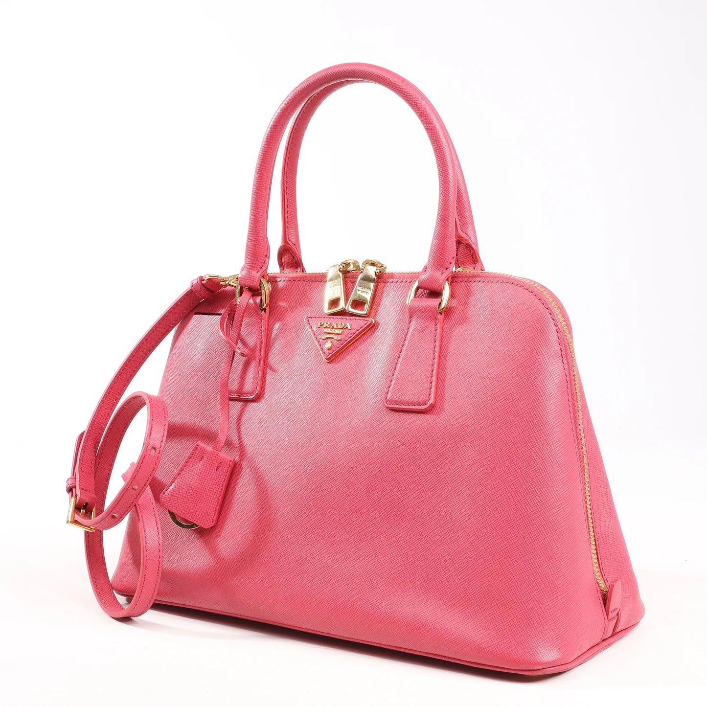 Prada Promenade Saffiano Lux Leather 2Way Handbag in Pink BL0837