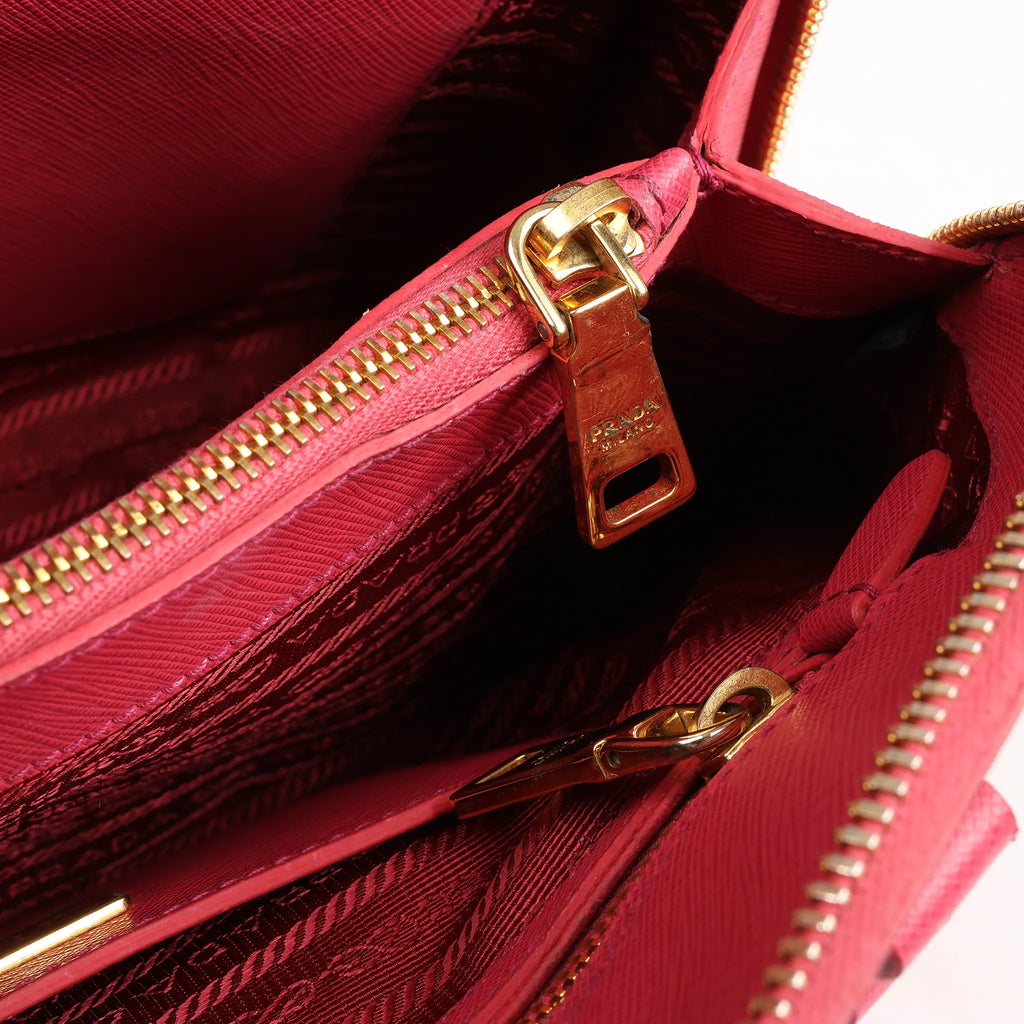 Prada Promenade Saffiano Lux Leather 2Way Handbag in Pink BL0837