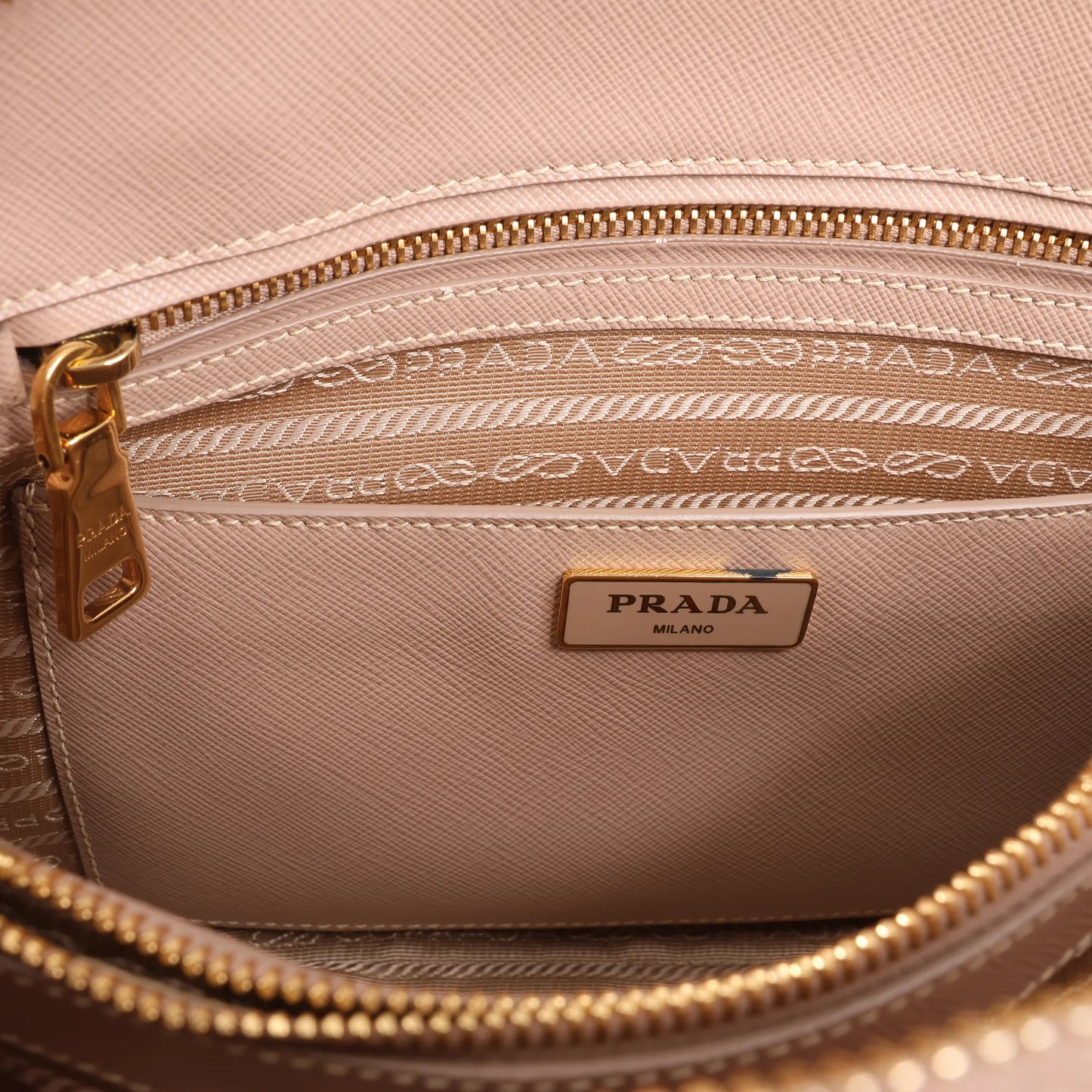 Prada Promenade Saffiano Lux Leather 2Way Handbag in Beige 1BA837