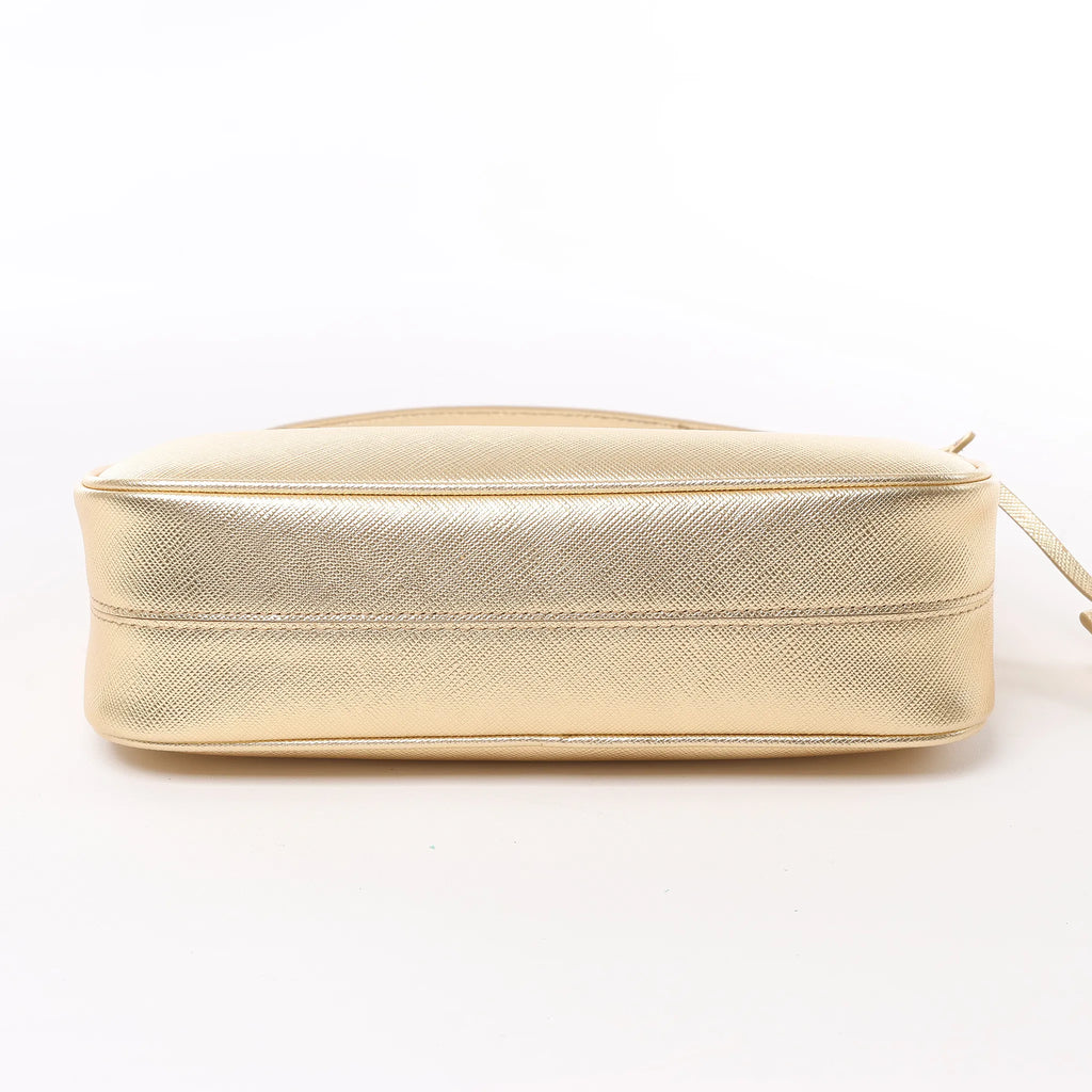 Prada Saffiano Lux Mini Re-Edition Shoulder Bag Platino 1BC204