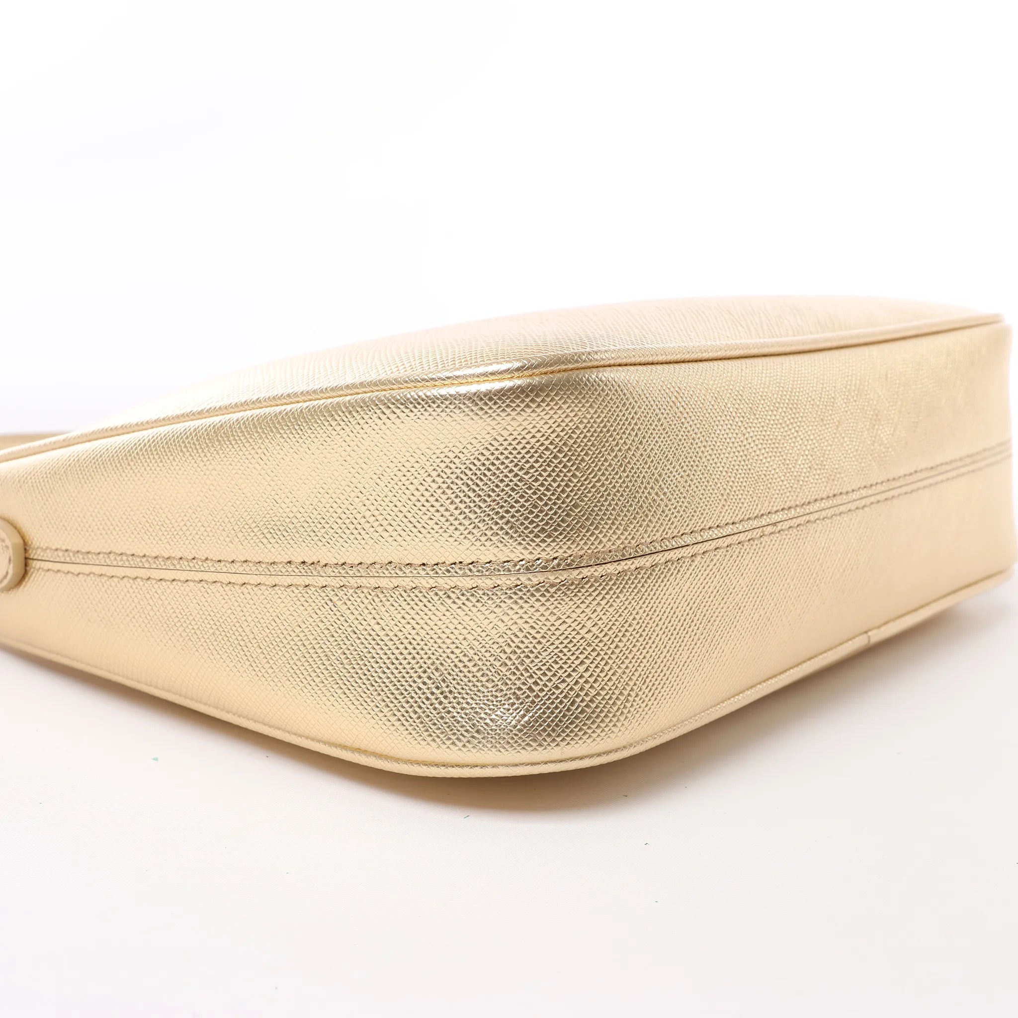 Prada Saffiano Lux Mini Re-Edition Shoulder Bag Platino 1BC204