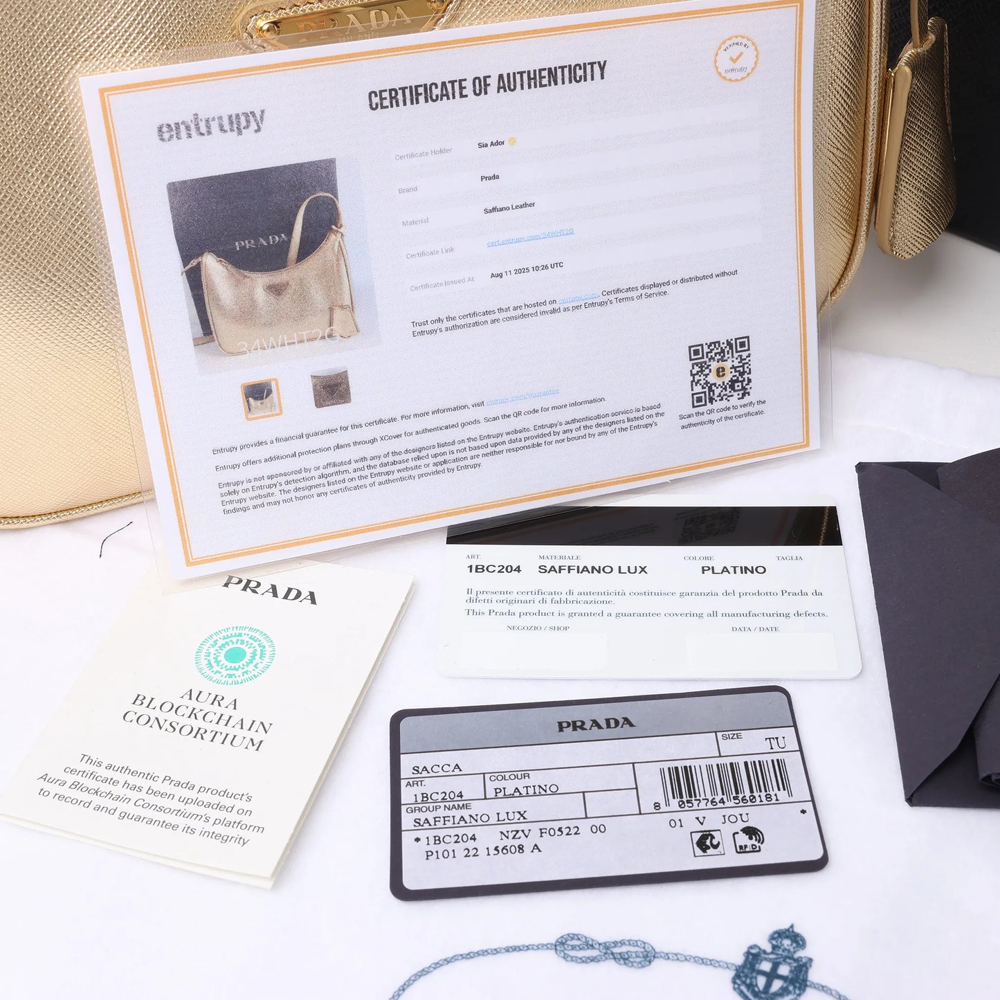 Prada Saffiano Lux Mini Re-Edition Shoulder Bag Platino 1BC204