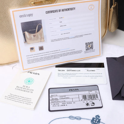 Prada Saffiano Lux Mini Re-Edition Shoulder Bag Platino 1BC204
