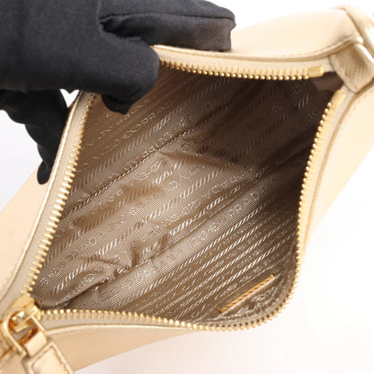 Prada Saffiano Lux Mini Re-Edition Shoulder Bag Platino 1BC204