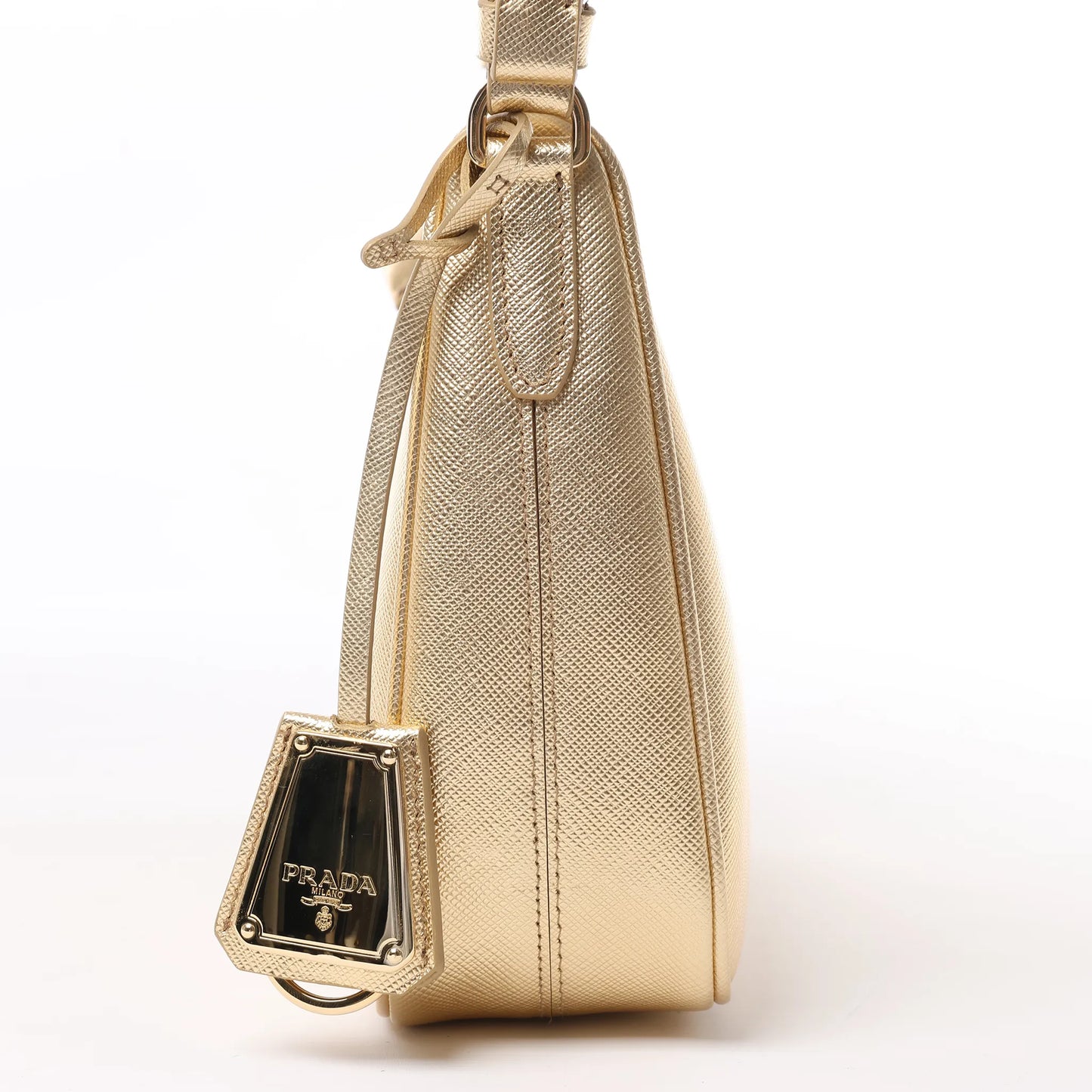 Prada Saffiano Lux Mini Re-Edition Shoulder Bag Platino 1BC204