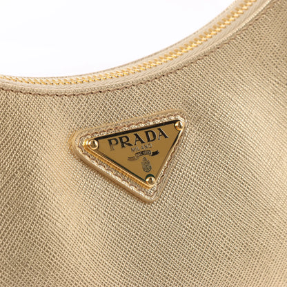 Prada Saffiano Lux Mini Re-Edition Shoulder Bag Platino 1BC204