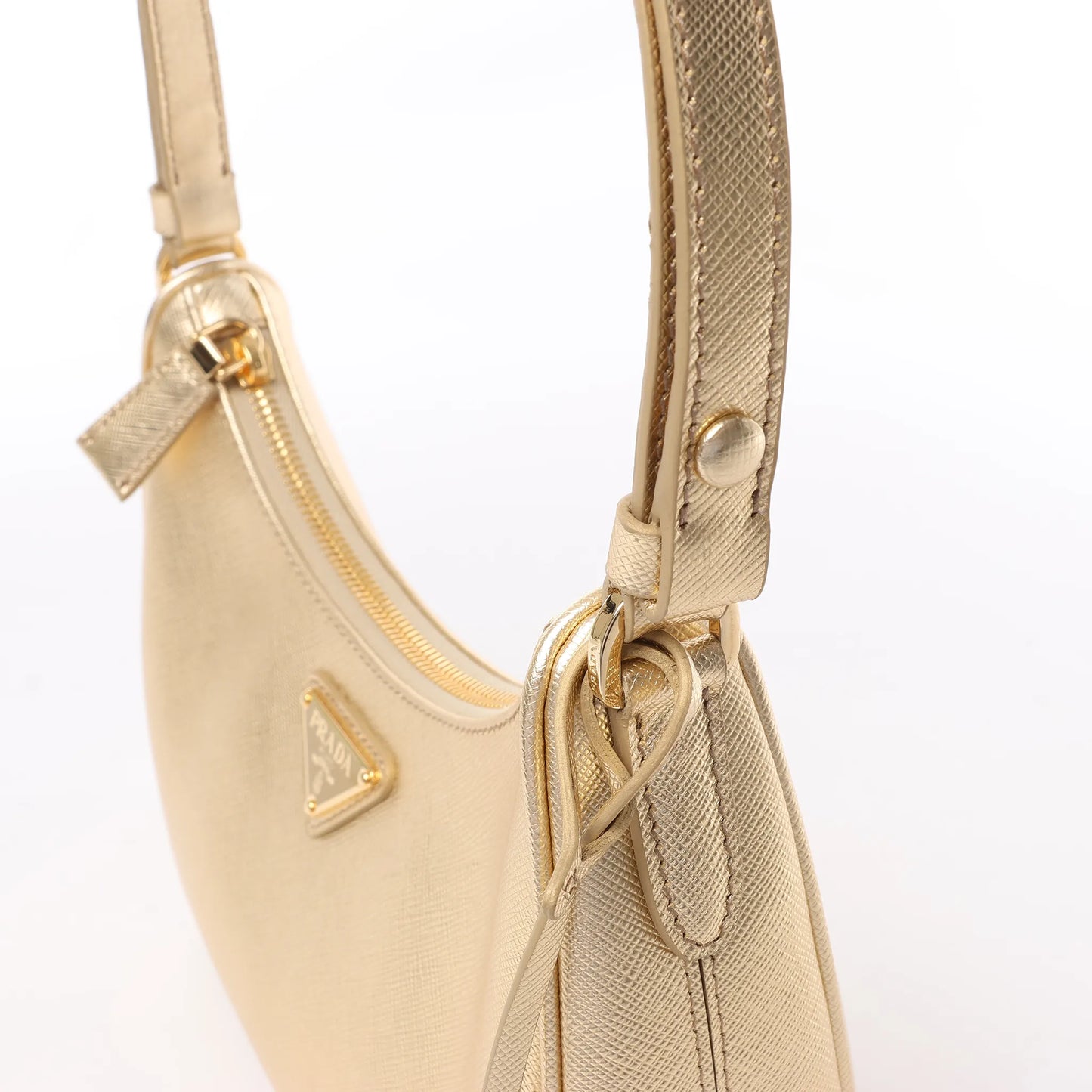 Prada Saffiano Lux Mini Re-Edition Shoulder Bag Platino 1BC204