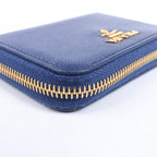 Prada Saffiano Metal 1MM268 Leather Coin Wallet in Blue