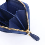 Prada Saffiano Metal 1MM268 Leather Coin Wallet in Blue