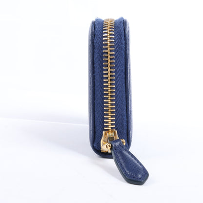 Portefeuille Prada Saffiano Metal 1MM268 en cuir bleu
