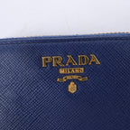 Prada Saffiano Metal 1MM268 Leather Coin Wallet in Blue