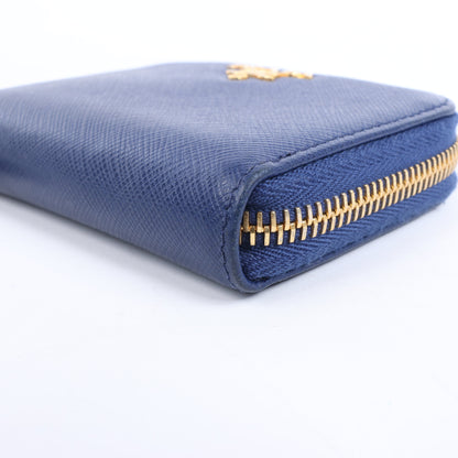 Portefeuille Prada Saffiano Metal 1MM268 en cuir bleu