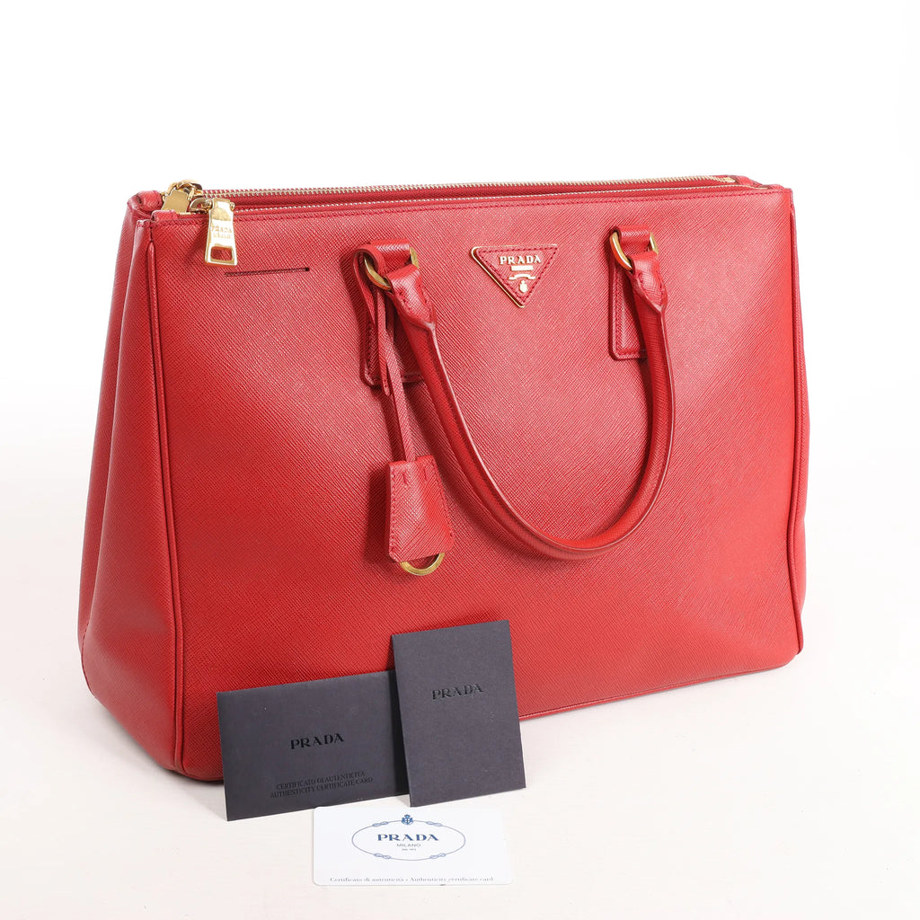 Prada Galleria Saffiano Lux Leather 2Way Handbag in Red