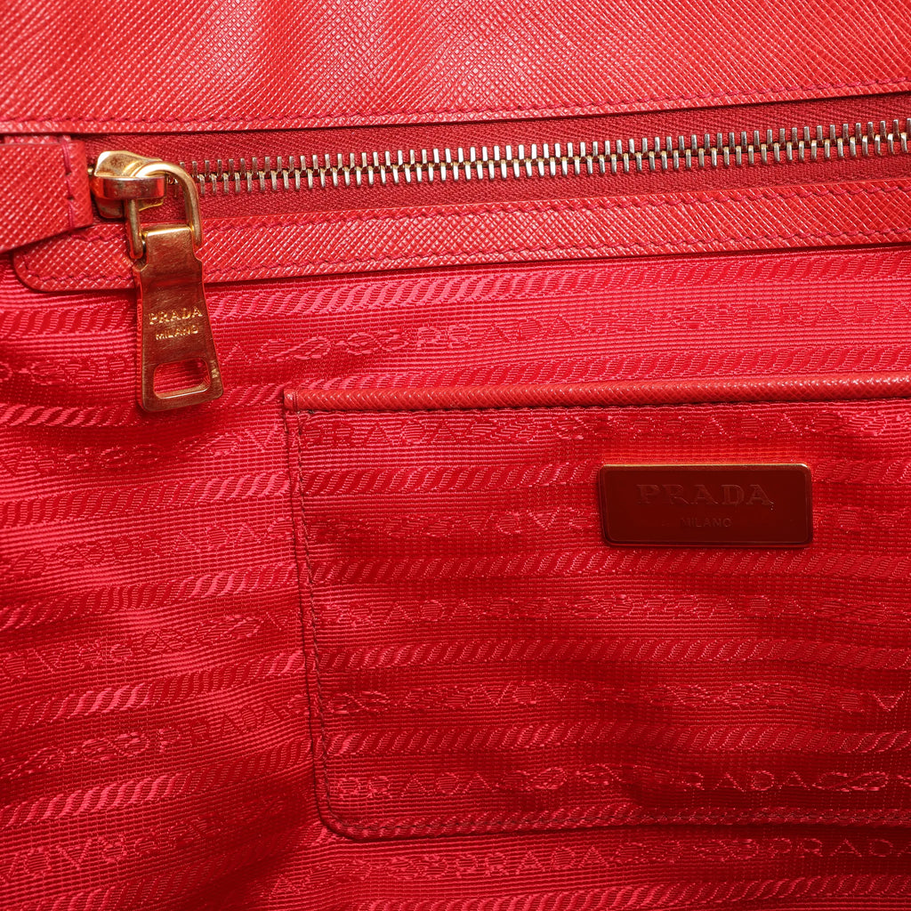 Prada Galleria Saffiano Lux Leather 2Way Handbag in Red