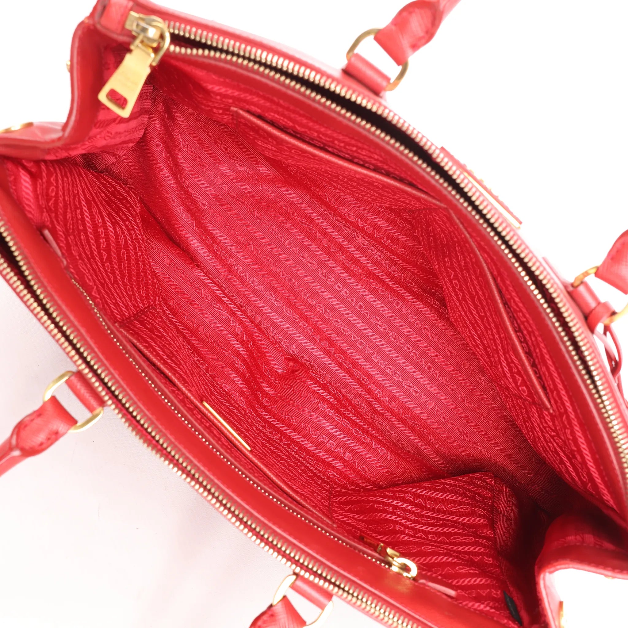 Prada Galleria Saffiano Lux Leather 2Way Handbag in Red