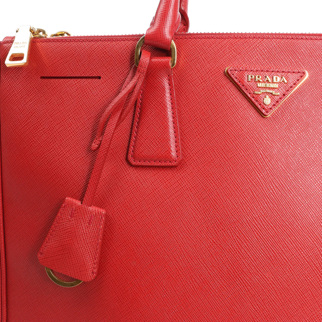Prada Galleria Saffiano Lux Leather 2Way Handbag in Red