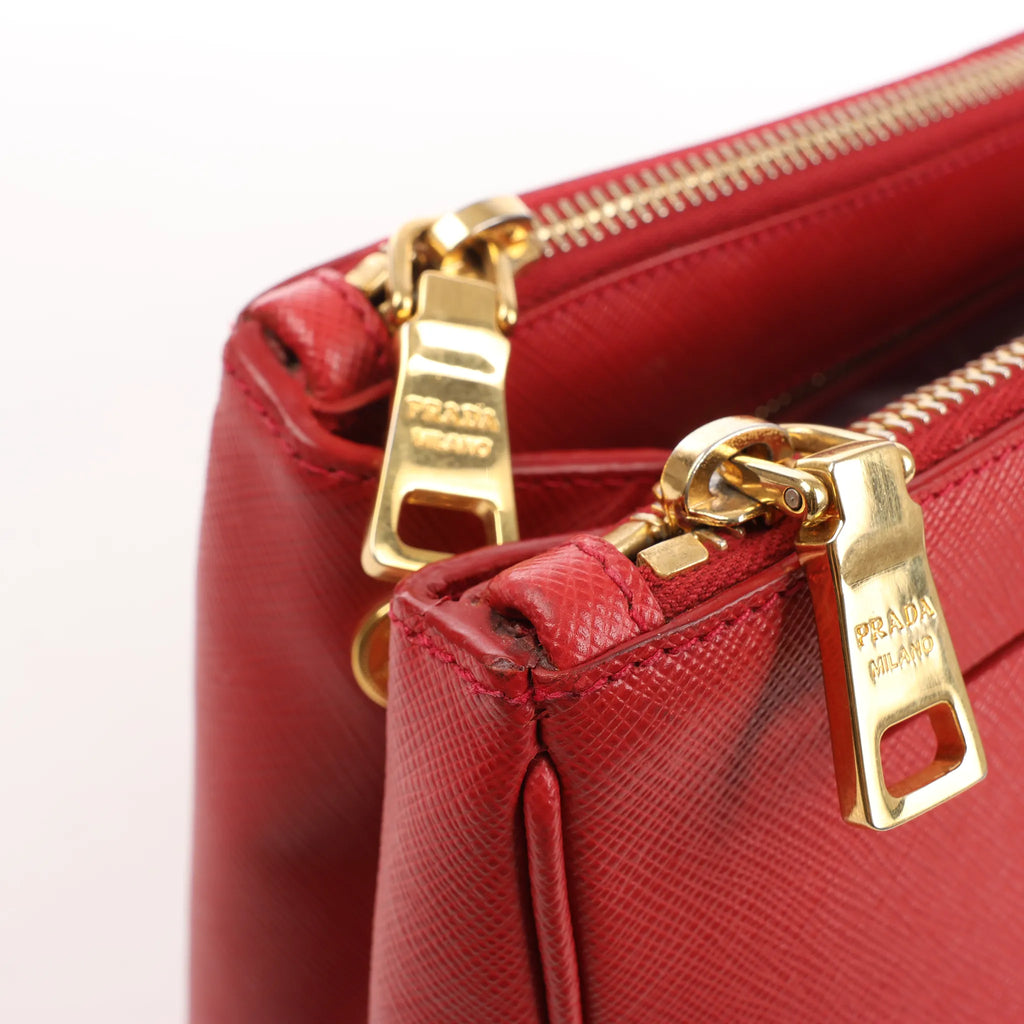 Prada Galleria Saffiano Lux Leather 2Way Handbag in Red