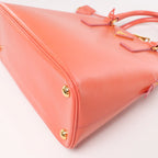 Prada Saffiano Vernice Dome Leather 2Way Handbag in Begonia BL0909
