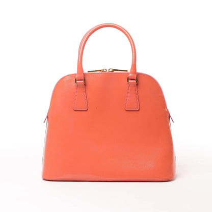 Prada Saffiano Vernice Dome Leather 2Way Handbag in Begonia BL0909
