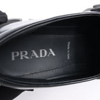 PRADA Spazzolato Triangle Logo Monolith Pointy 55mm Loafers in Black, Size 38.5 EU